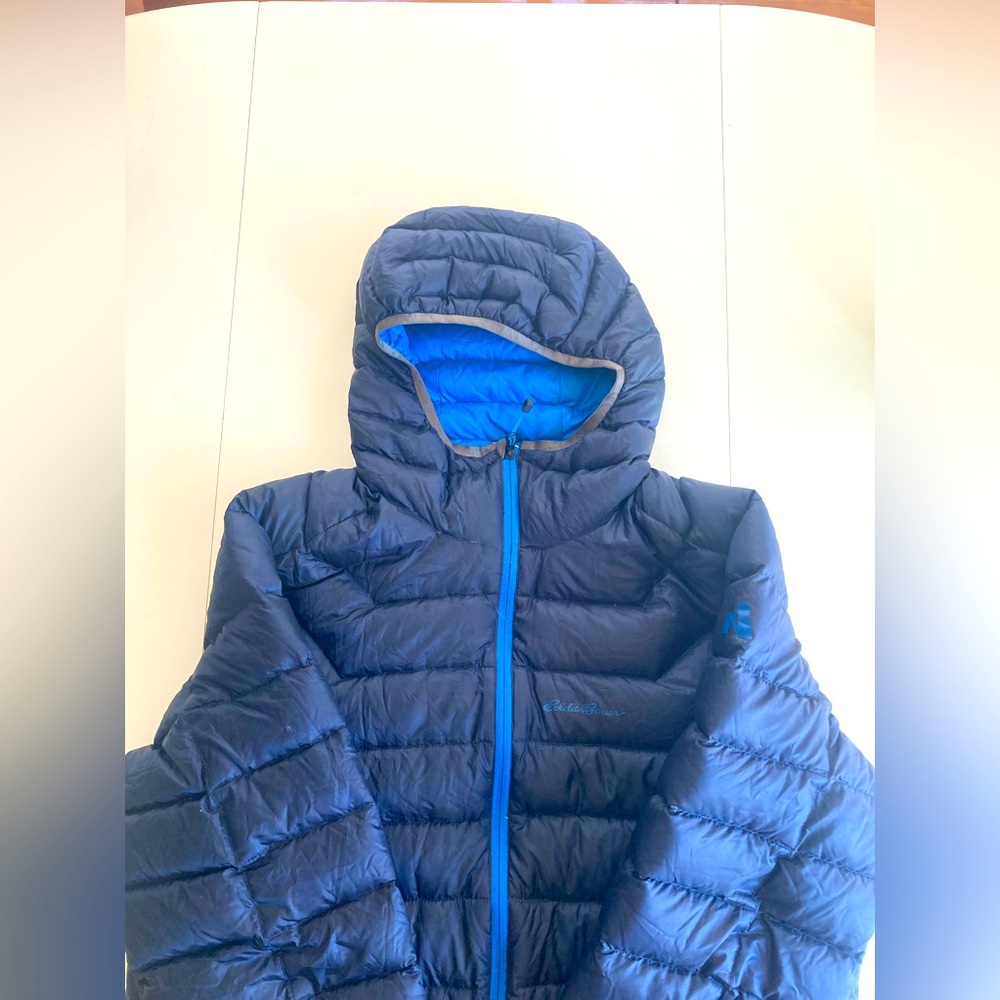 Eddie Bauer packable down jacket. Very warm!